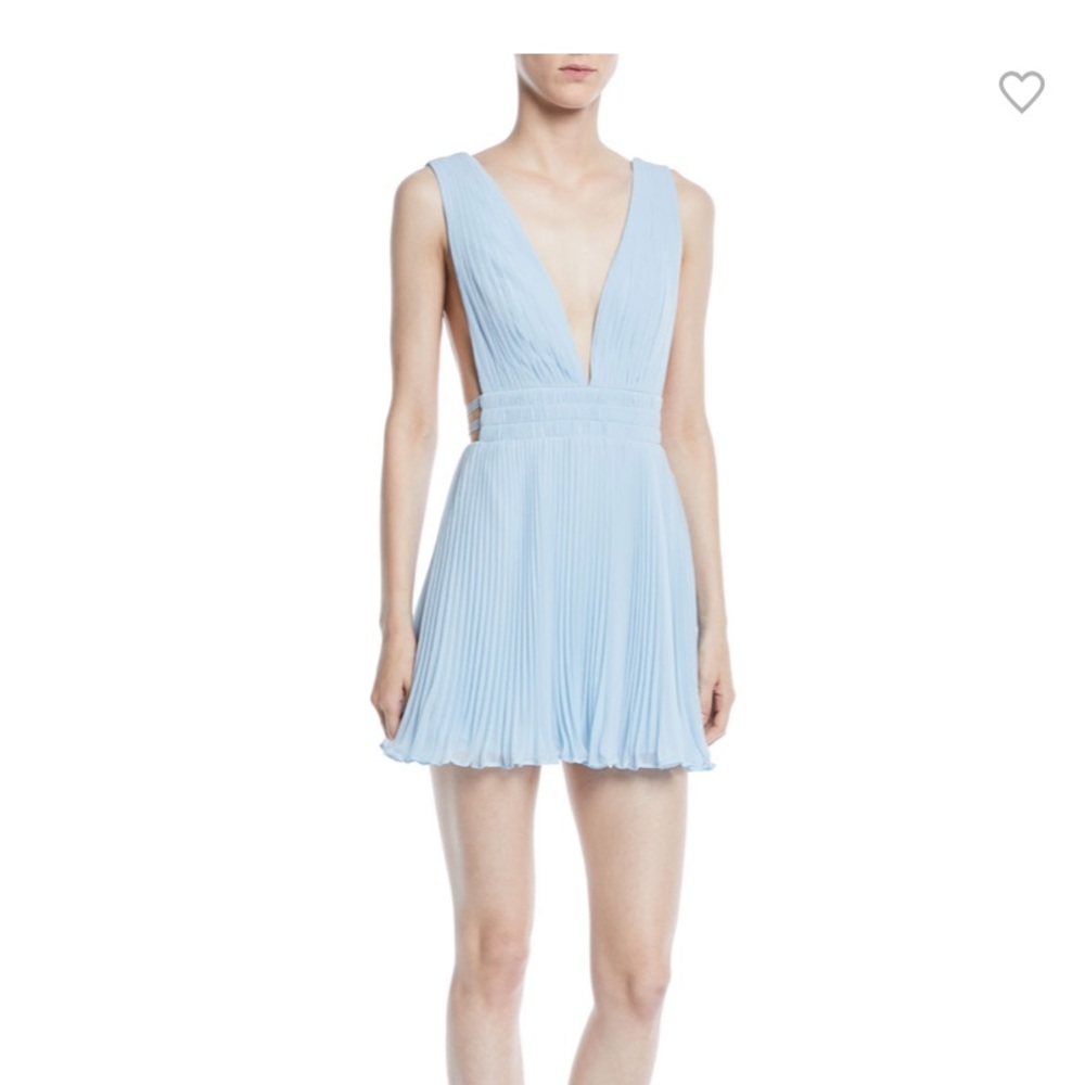 Fame and Partners Brielle blue deep V front and back dress